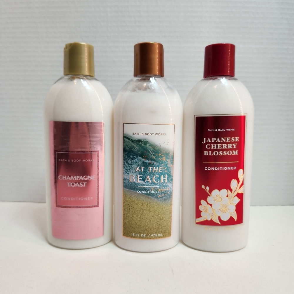 🆕️AT THE BEACH,CHAMPAGNE TOAST,JAPANESE 🍒 BLOSSOM Conditioner Set (3) NEW